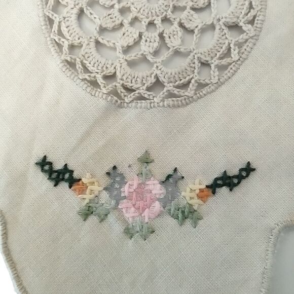 Shafii Vintage Hand Embroidered White Detachable Collar w Lace Circle Inset - Picture 2 of 14